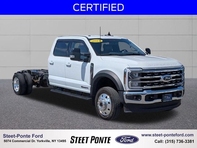 2024 Ford F-550SD Lariat DRW in Oxford White — front three-quarter view