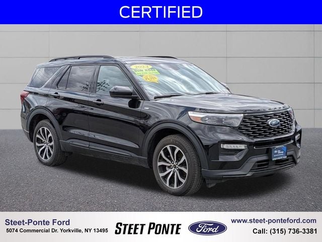 2023 Ford Explorer ST-Line in Black Metallic — front three-quarter view
