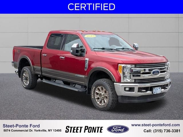 2017 Ford F-350SD Lariat in Race Red — front three-quarter view