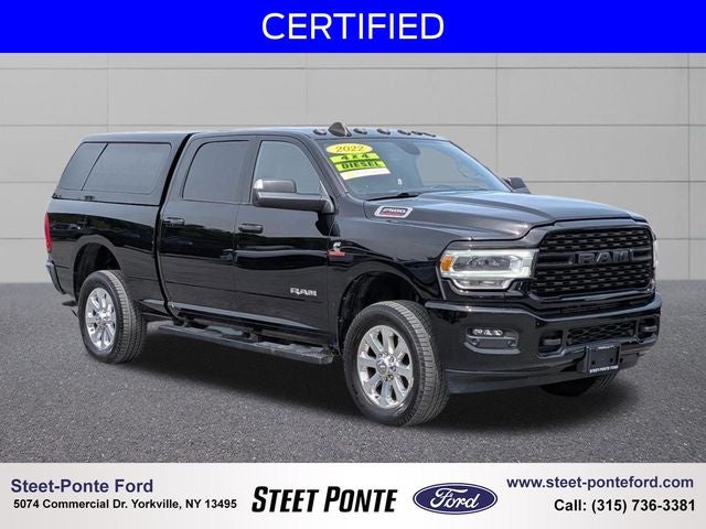 2022 RAM 2500 Big Horn in Diamond Black Crystal Pearlcoat — front three-quarter view
