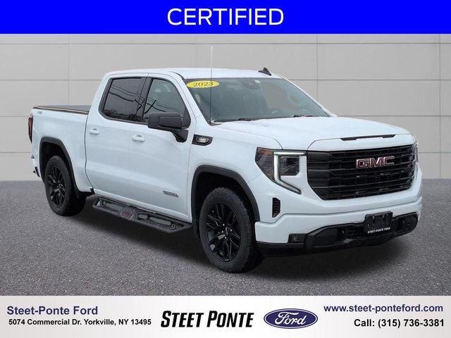 2023 GMC Sierra 1500 Elevation in Summit White — front three-quarter view