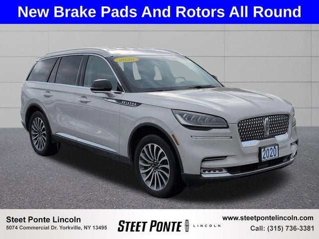 2020 Lincoln Aviator Reserve in Ceramic Pearl Metallic Tri-Coat — front three-quarter view
