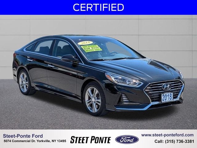 2018 Hyundai Sonata Limited in Phantom Black — front three-quarter view