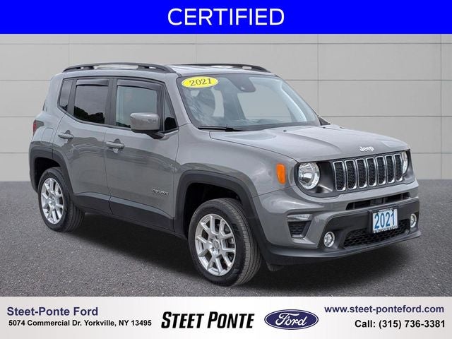 2021 Jeep Renegade Latitude in Sting-Gray Clearcoat — front three-quarter view